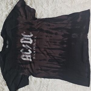 AC/DC Back In Black Tie Dye Pattern Short Sleeve Graphic Band T-shirt